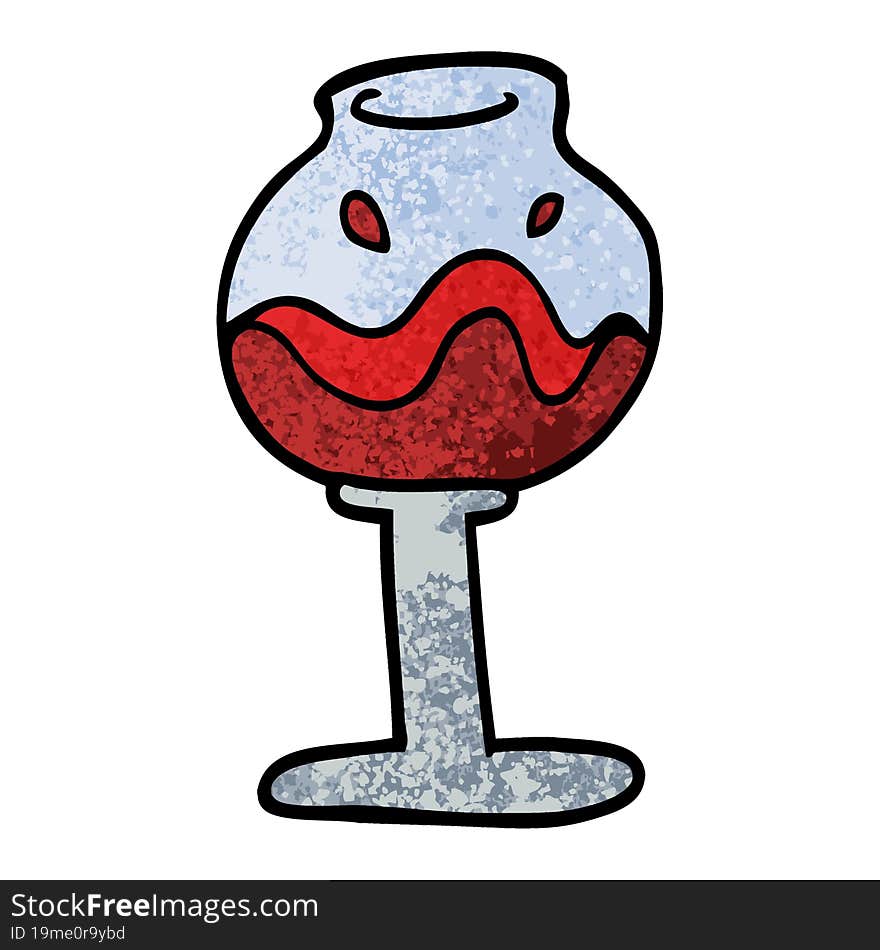 grunge textured illustration cartoon glass of wine