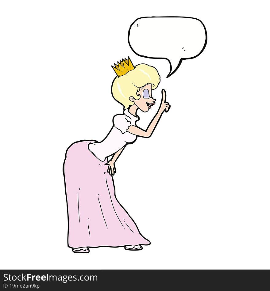 Cartoon Princess With Speech Bubble