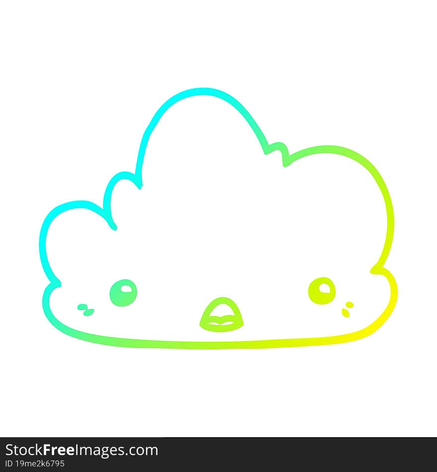 cold gradient line drawing cute cartoon cloud