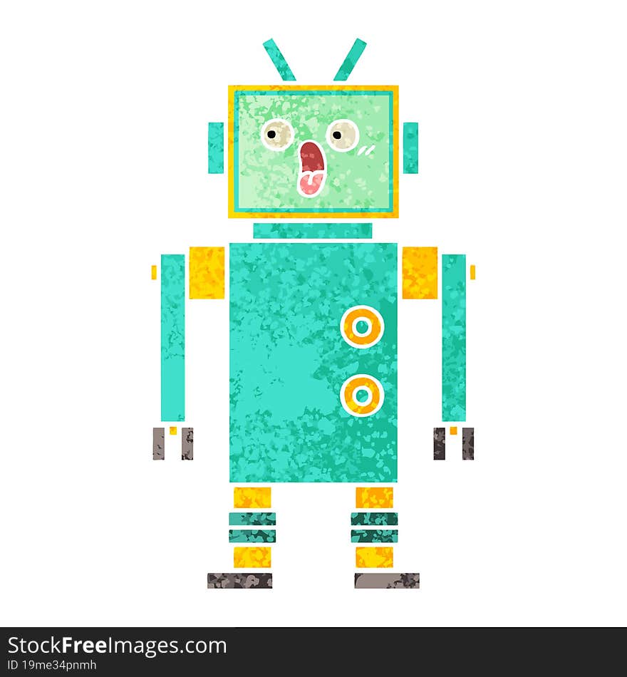 Retro Illustration Style Cartoon Robot