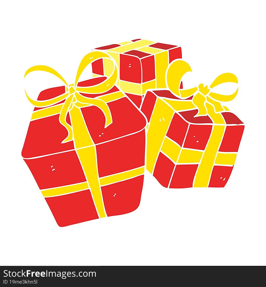 flat color illustration of wrapped present. flat color illustration of wrapped present