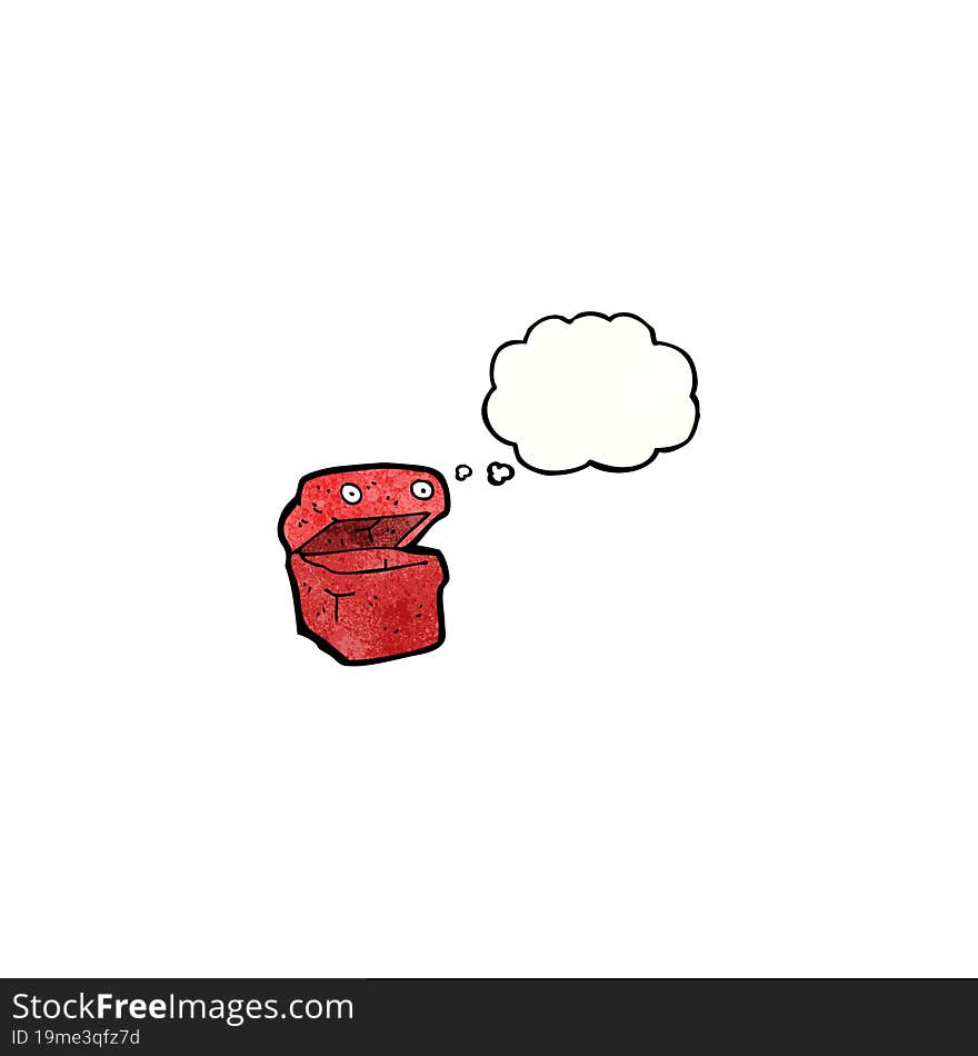 Box Cartoon Character With Thought Bubble