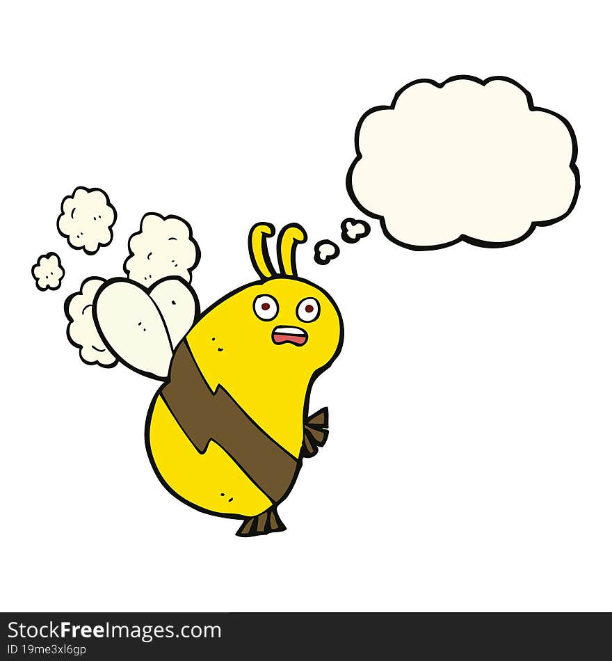 funny cartoon bee with thought bubble