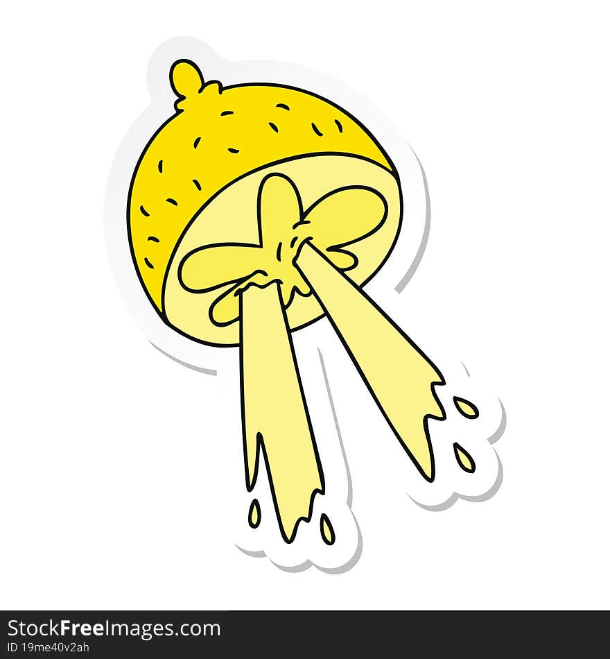 sticker of a quirky hand drawn cartoon lemon