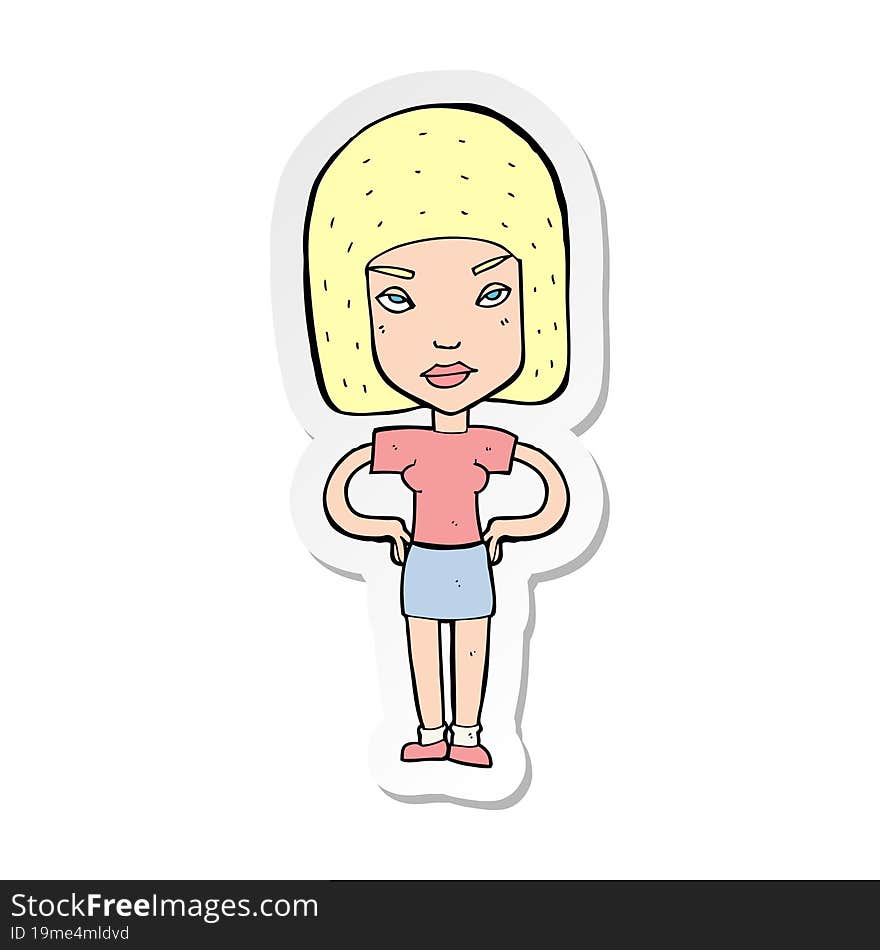 Sticker Of A Cartoon Annoyed Woman