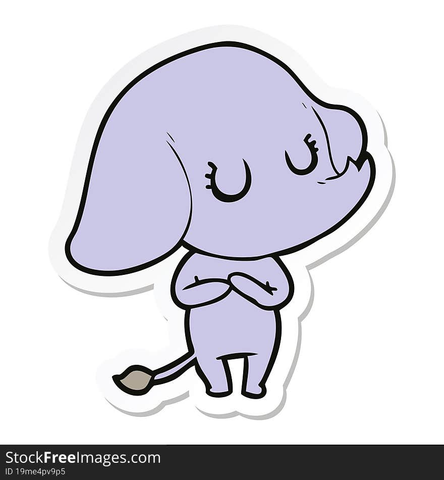 Sticker Of A Cute Cartoon Elephant