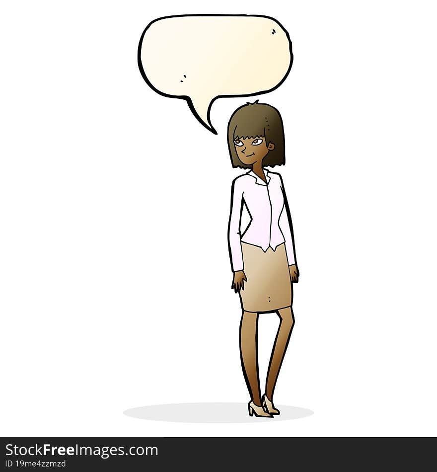 Cartoon Pretty Businesswoman With Speech Bubble