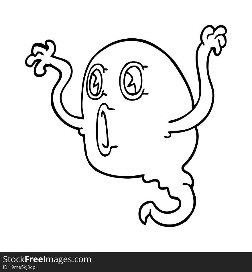 spooky line drawing cartoon ghost