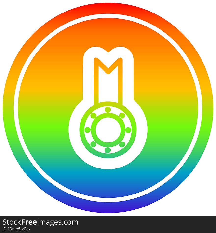 medal award circular in rainbow spectrum