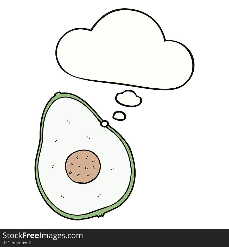 cartoon avocado and thought bubble