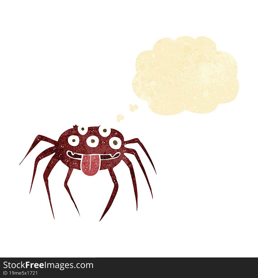 Cartoon Gross Halloween Spider With Thought Bubble