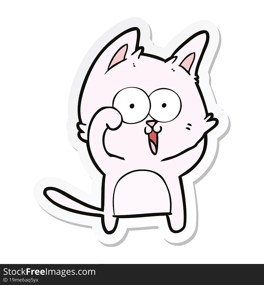 Sticker Of A Funny Cartoon Cat