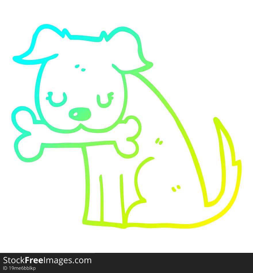 Cold Gradient Line Drawing Cartoon Dog