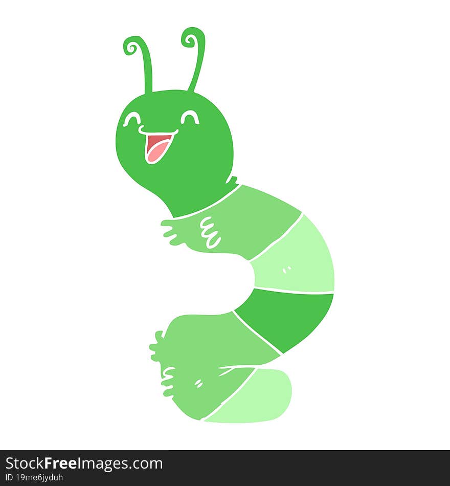 Flat Color Style Cartoon Happy Caterpillar