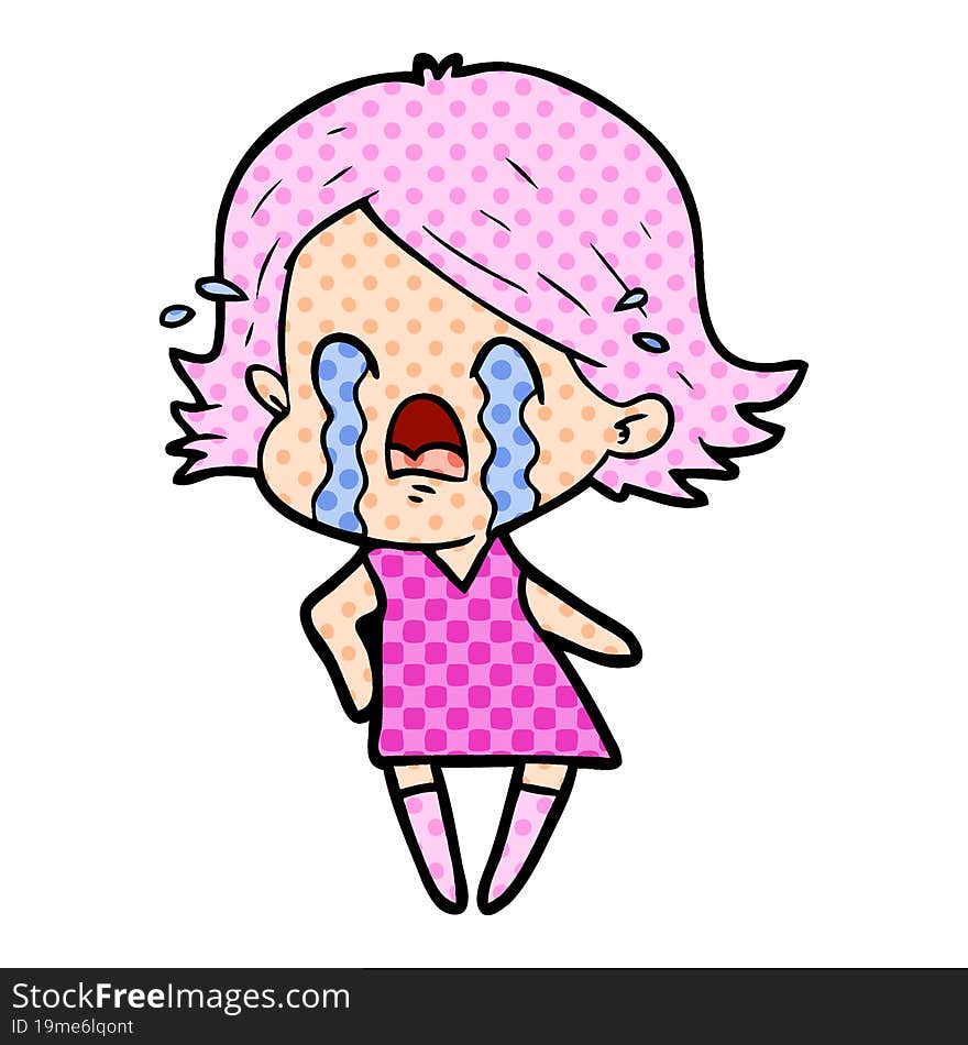 cartoon woman crying. cartoon woman crying