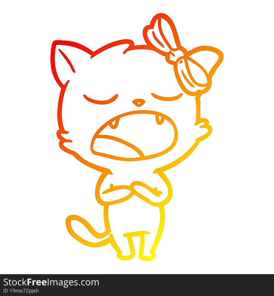 warm gradient line drawing cartoon singing cat