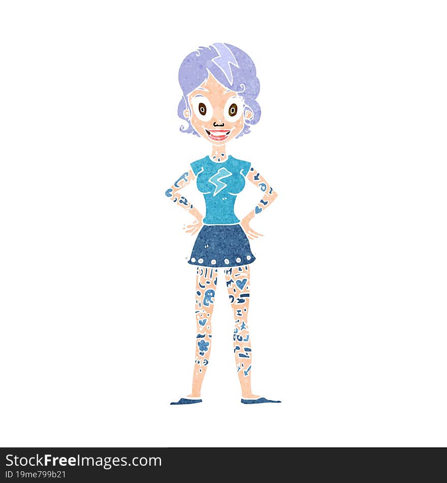 cartoon woman with heavy tattoos