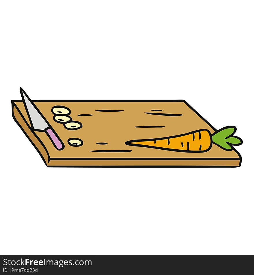 hand drawn cartoon doodle of vegetable chopping board