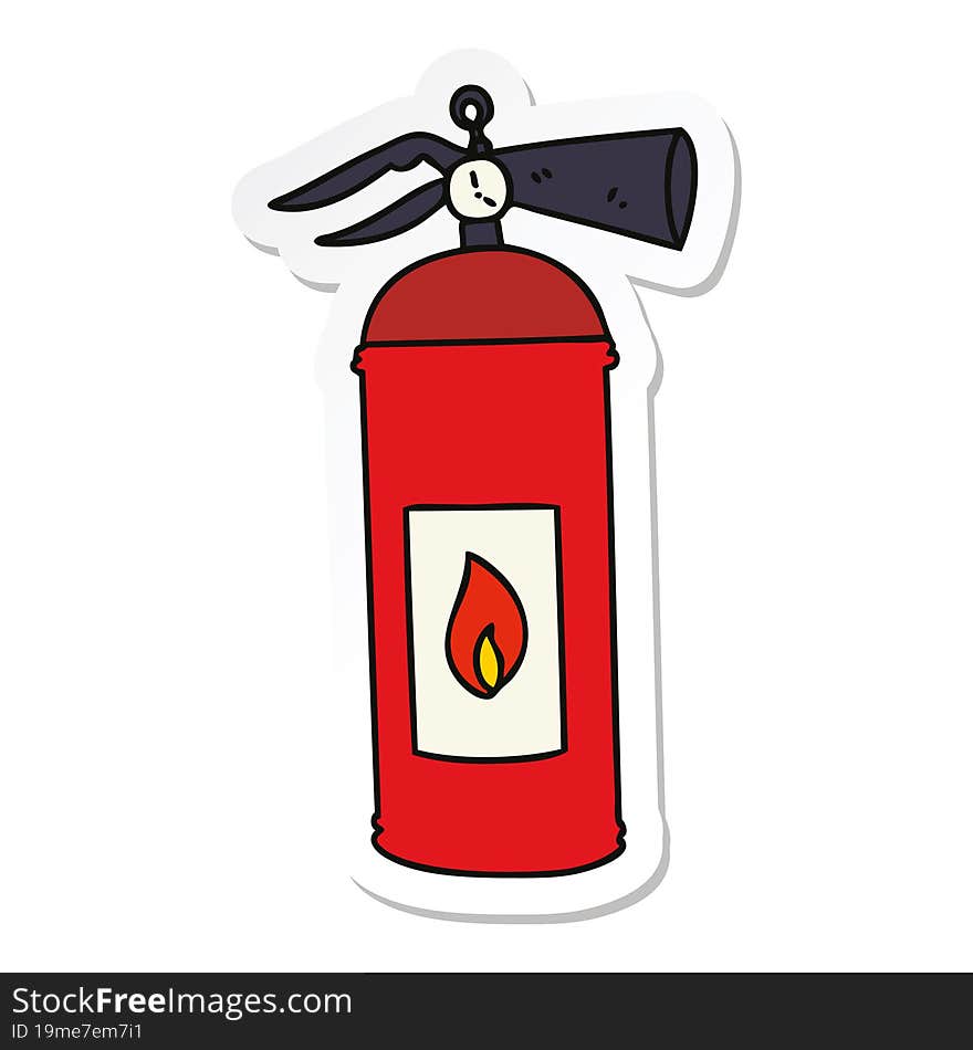 sticker of a quirky hand drawn cartoon fire extinguisher