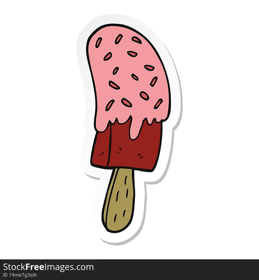 Sticker Of A Cartoon Ice Cream Lolly