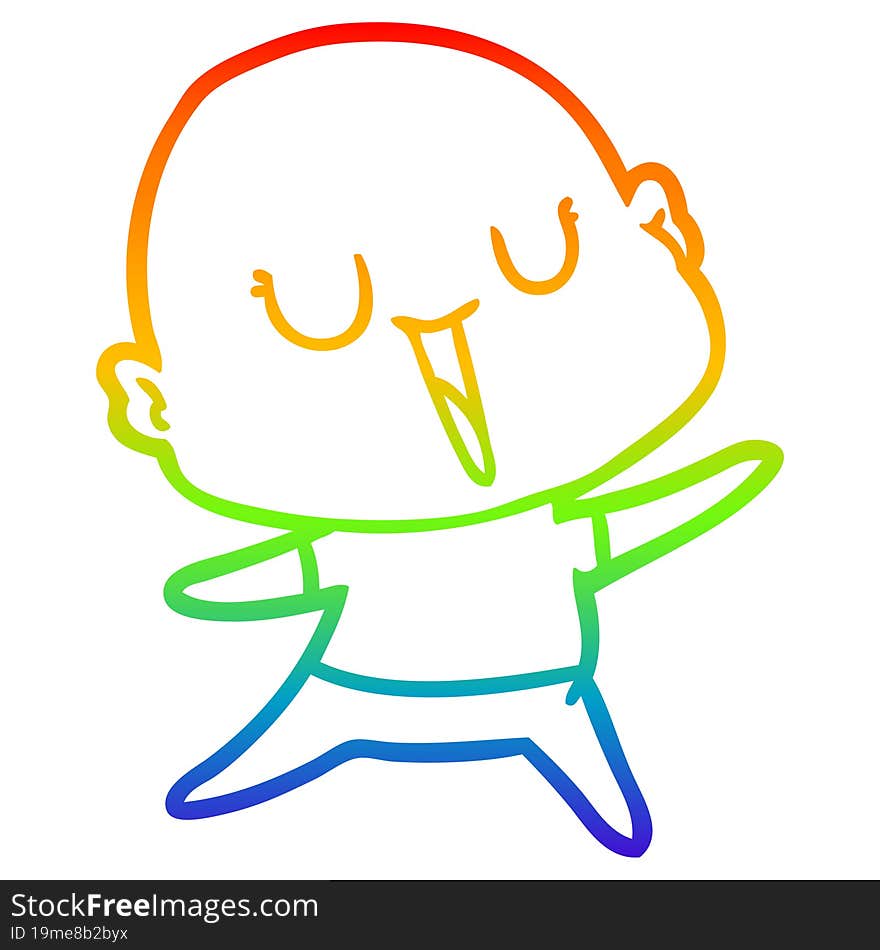 rainbow gradient line drawing happy cartoon bald man