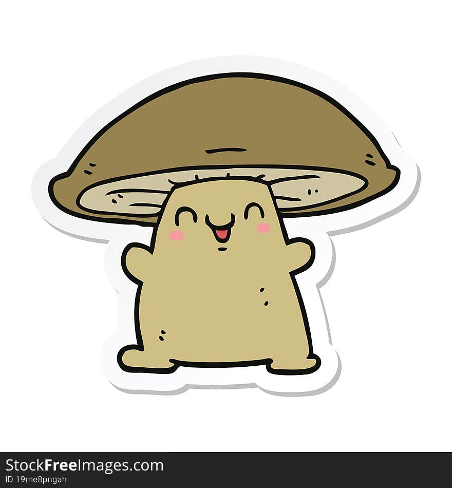 Sticker Of A Cartoon Mushroom Character