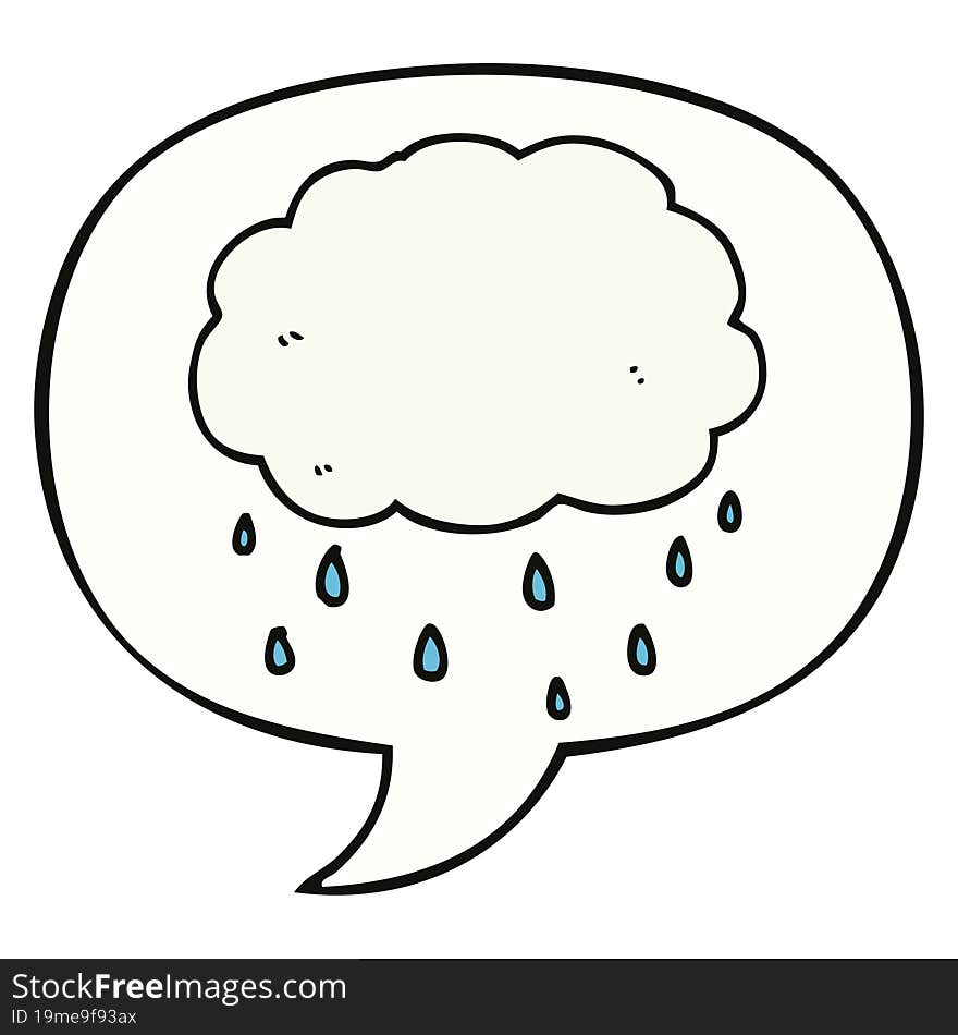 cartoon rain cloud and speech bubble