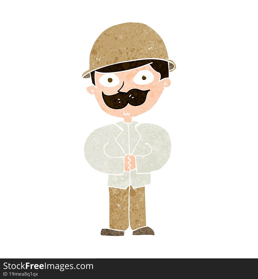 cartoon man in safari hat