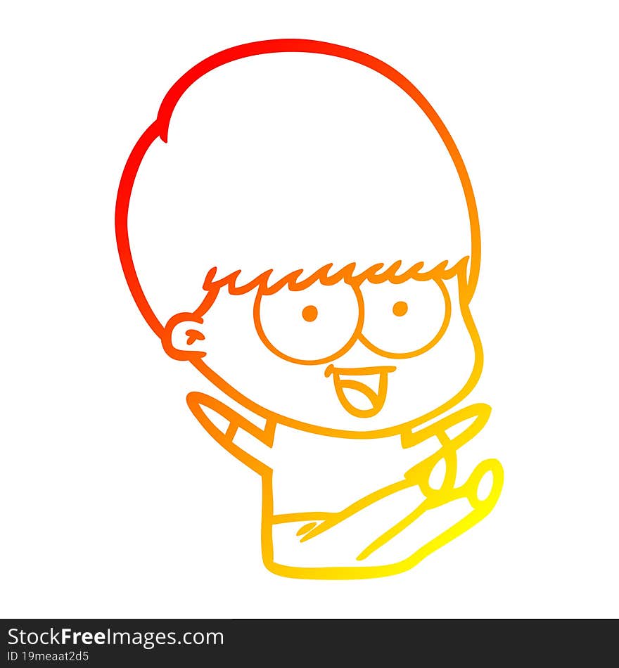 Warm Gradient Line Drawing Happy Cartoon Boy