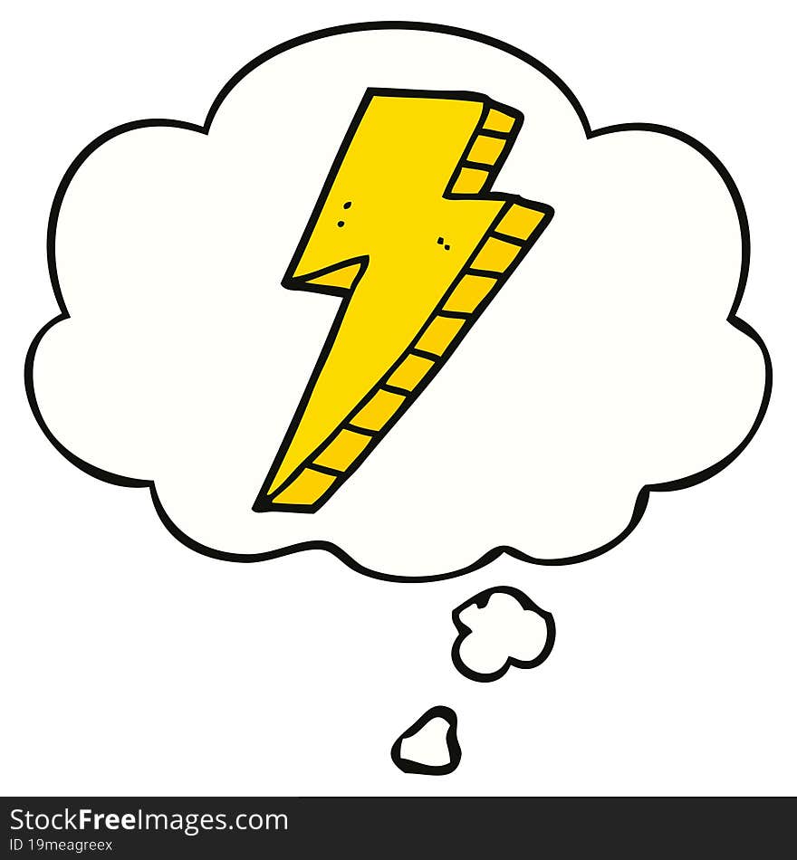 Cartoon Lightning Bolt And Thought Bubble