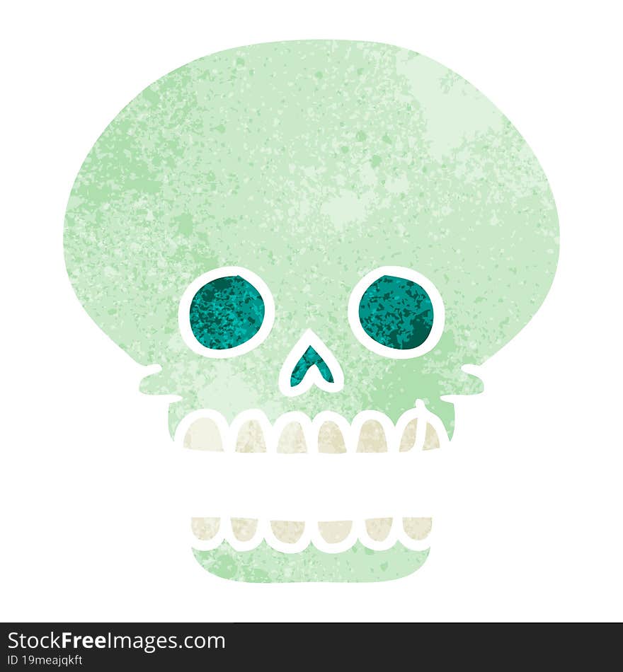 retro cartoon doodle of a skull head