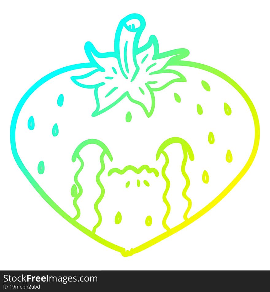 cold gradient line drawing cartoon strawberry