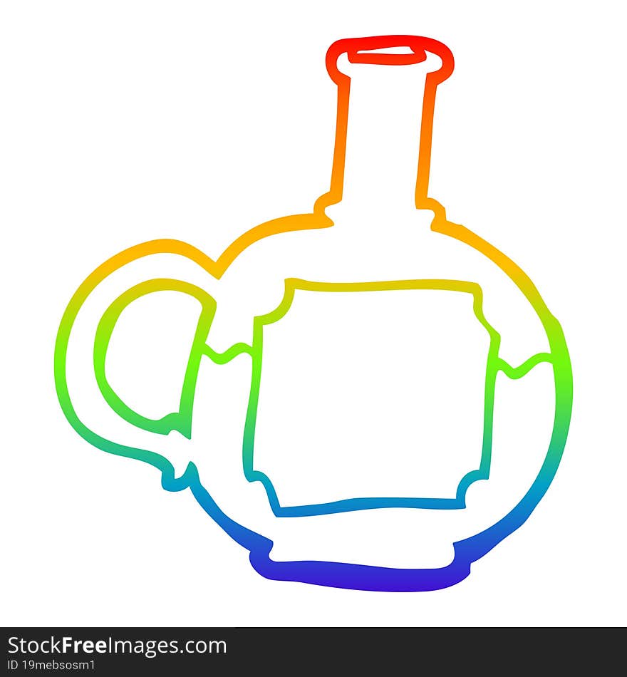 rainbow gradient line drawing of a cartoon of potion bottle