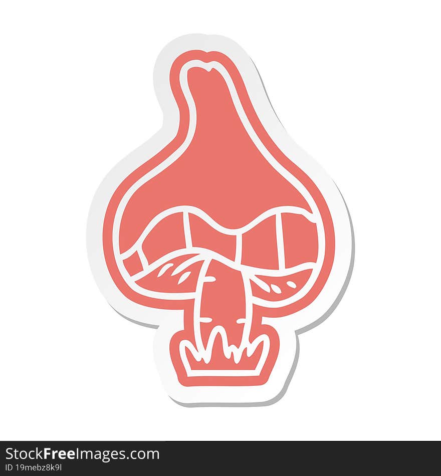 cartoon sticker of a single mushroom