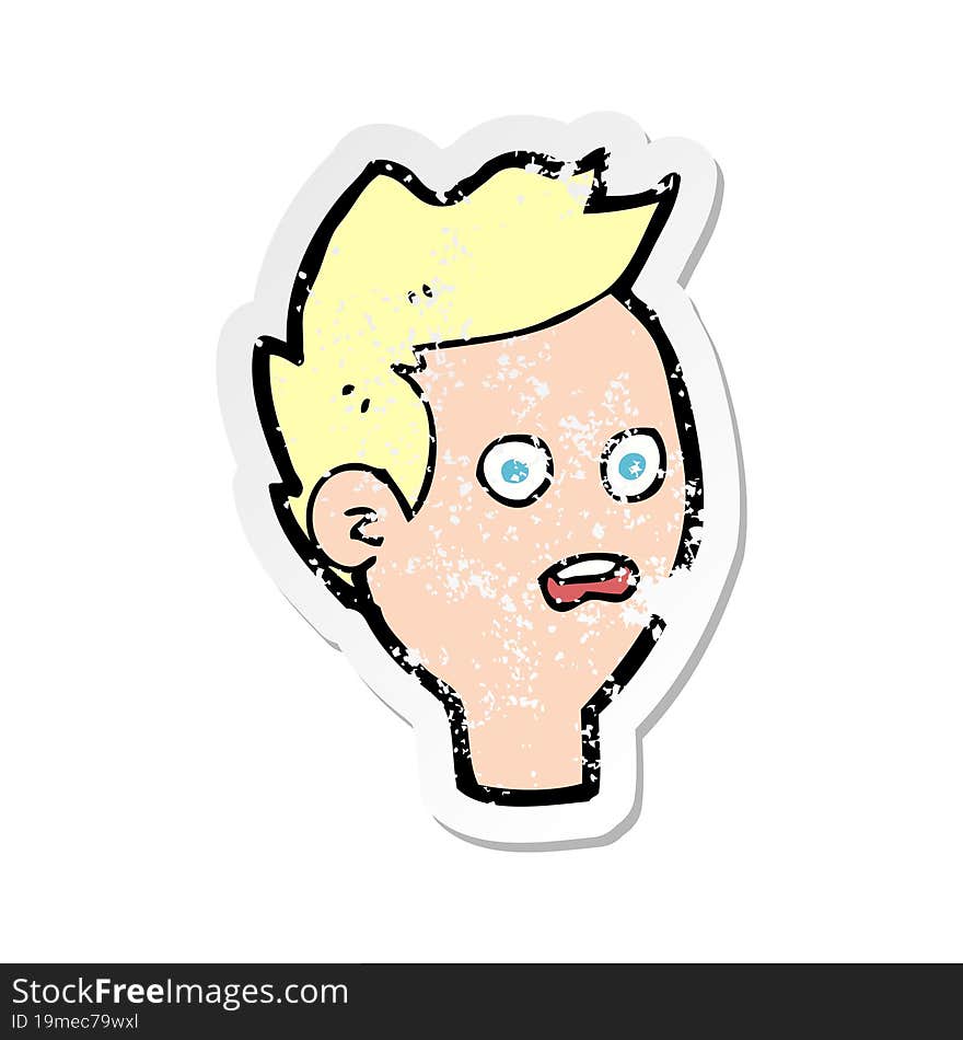 Retro Distressed Sticker Of A Cartoon Shocked Man