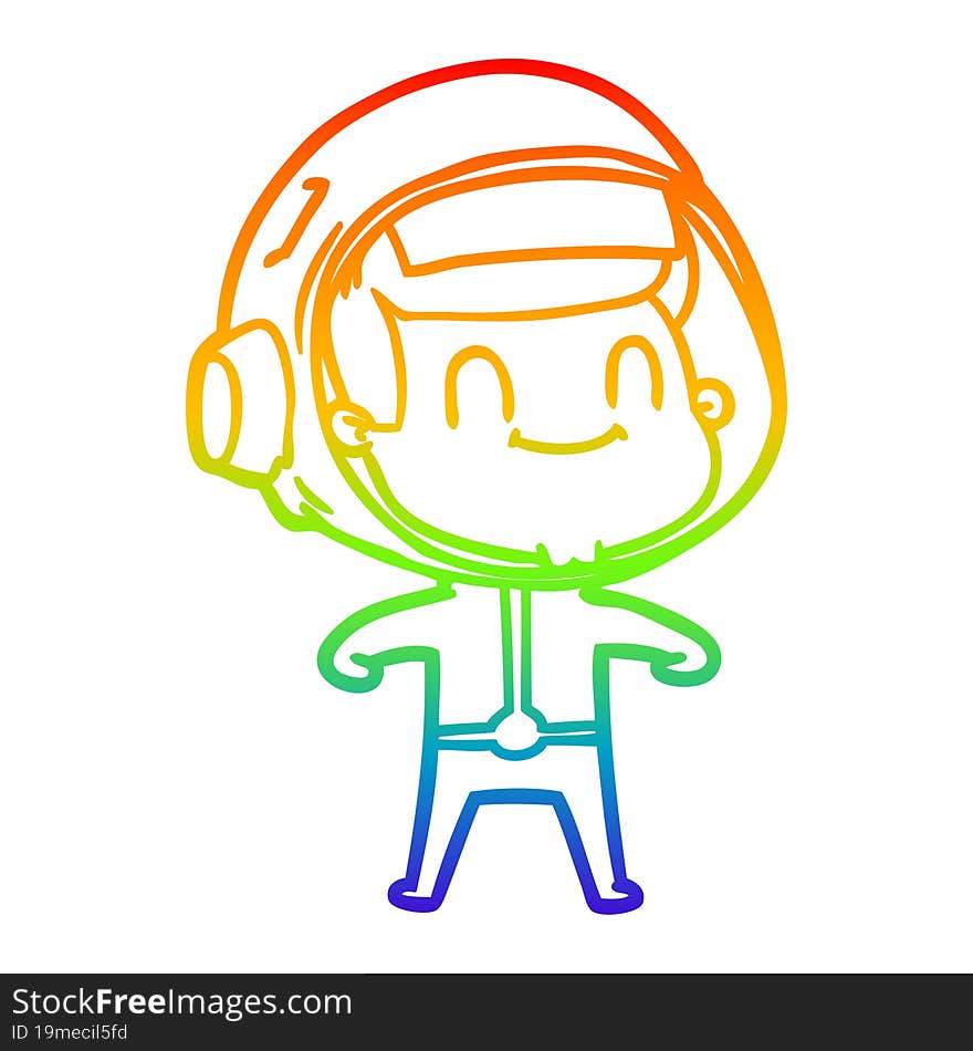 rainbow gradient line drawing happy cartoon astronaut