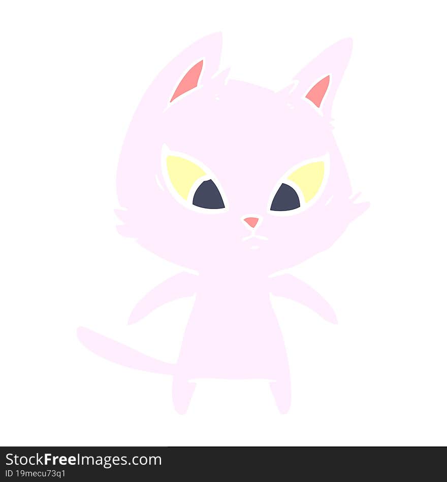 confused flat color style cartoon cat