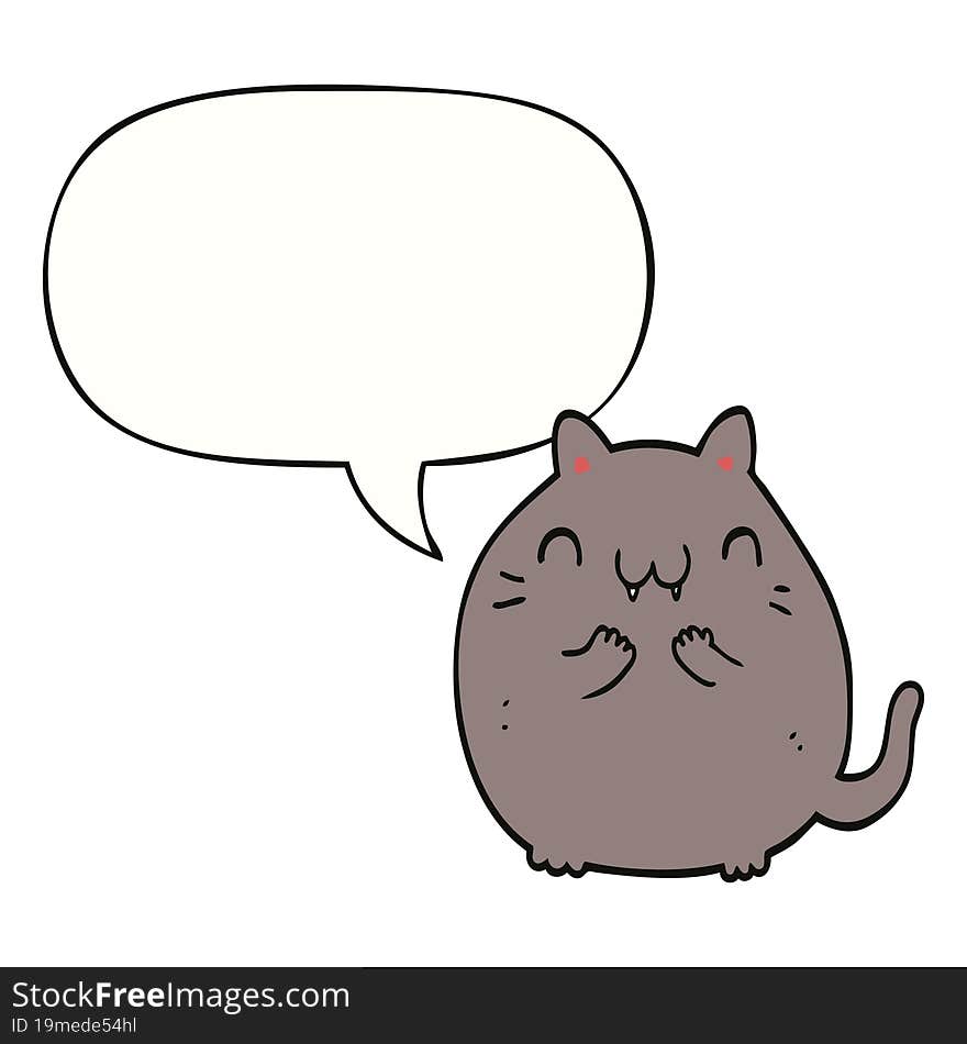 happy cartoon cat and speech bubble