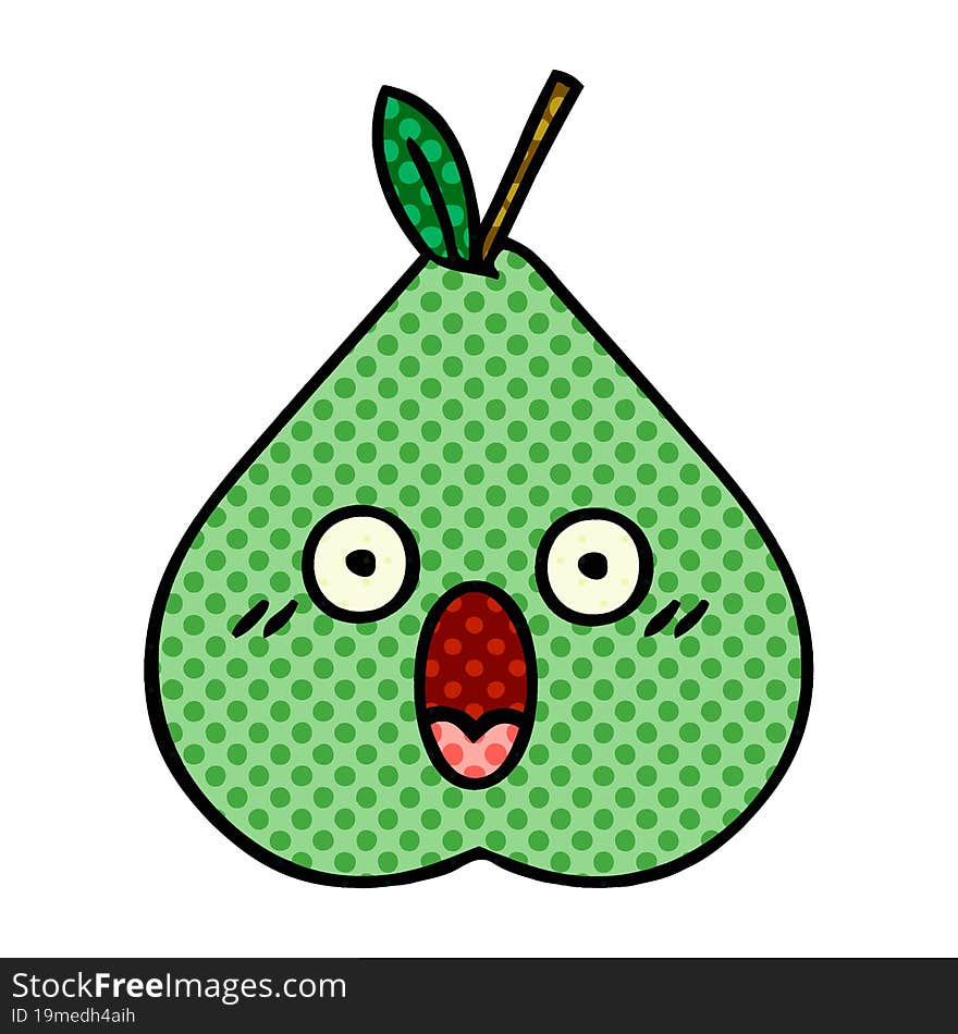 comic book style cartoon green pear