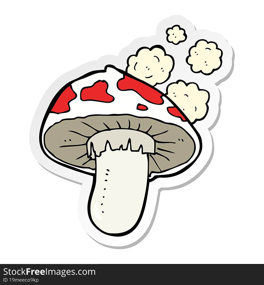 sticker of a cartoon toadstool