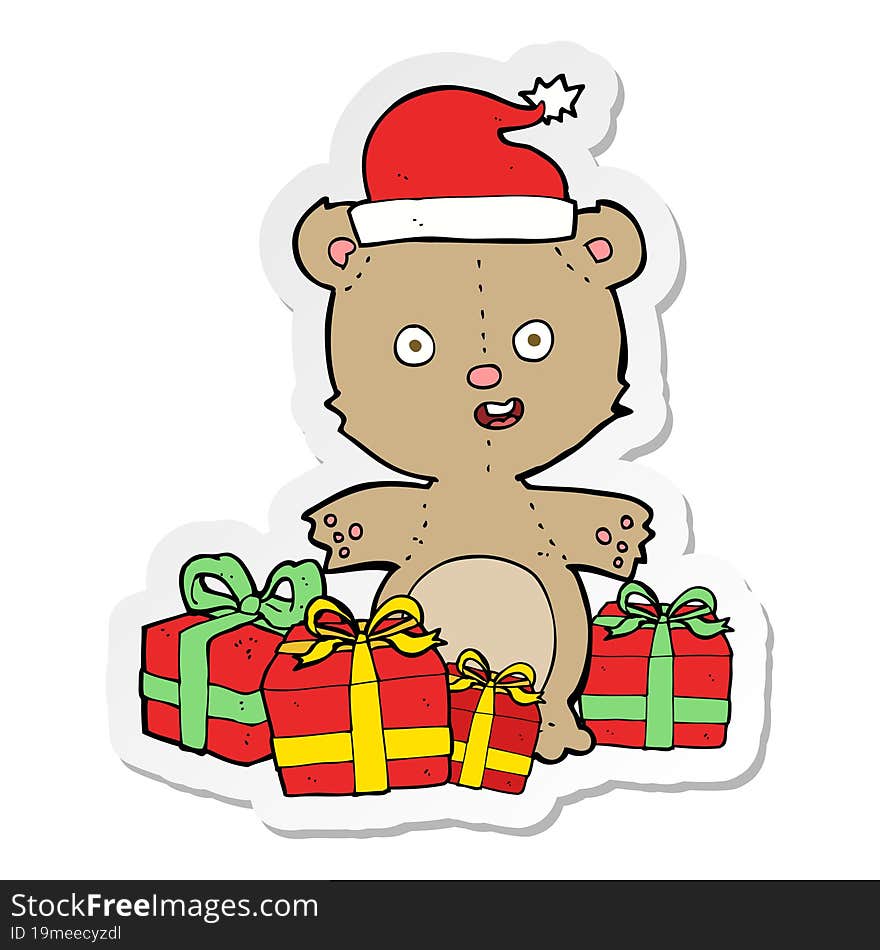 sticker of a cartoon christmas teddy bear