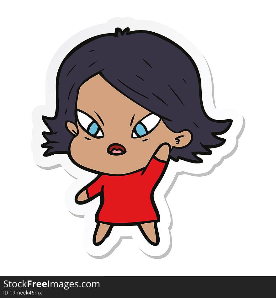 sticker of a cartoon stressed woman