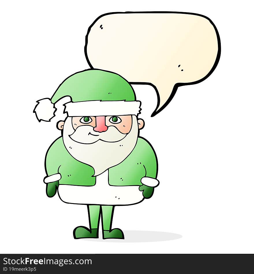 cartoon happy santa claus with speech bubble