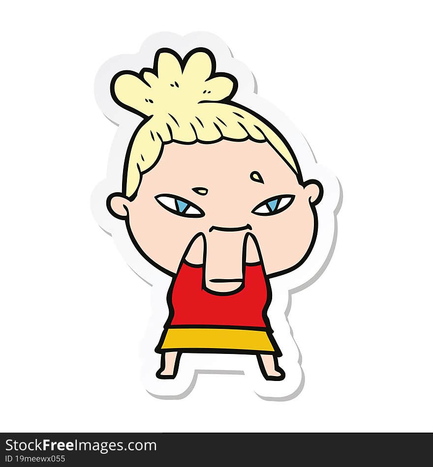 sticker of a cartoon woman