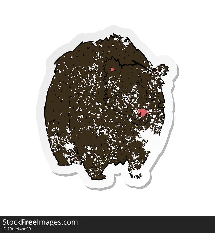 retro distressed sticker of a huge black bear cartoon