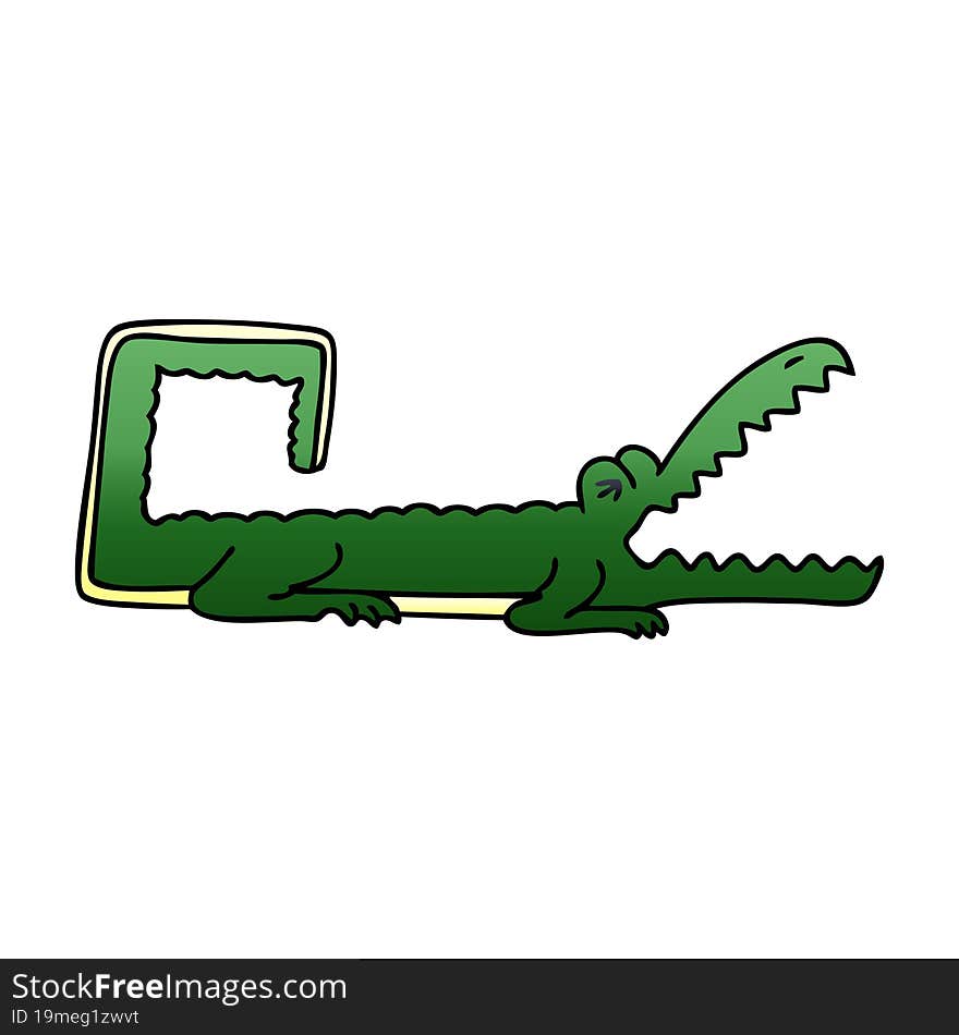 Quirky Gradient Shaded Cartoon Crocodile