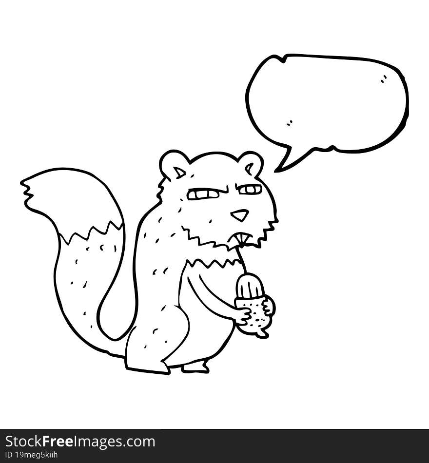 Speech Bubble Cartoon Angry Squirrel With Nut