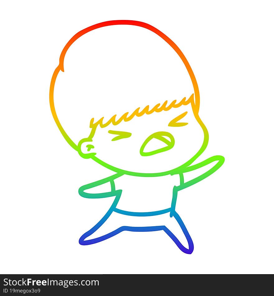 rainbow gradient line drawing cartoon stressed man