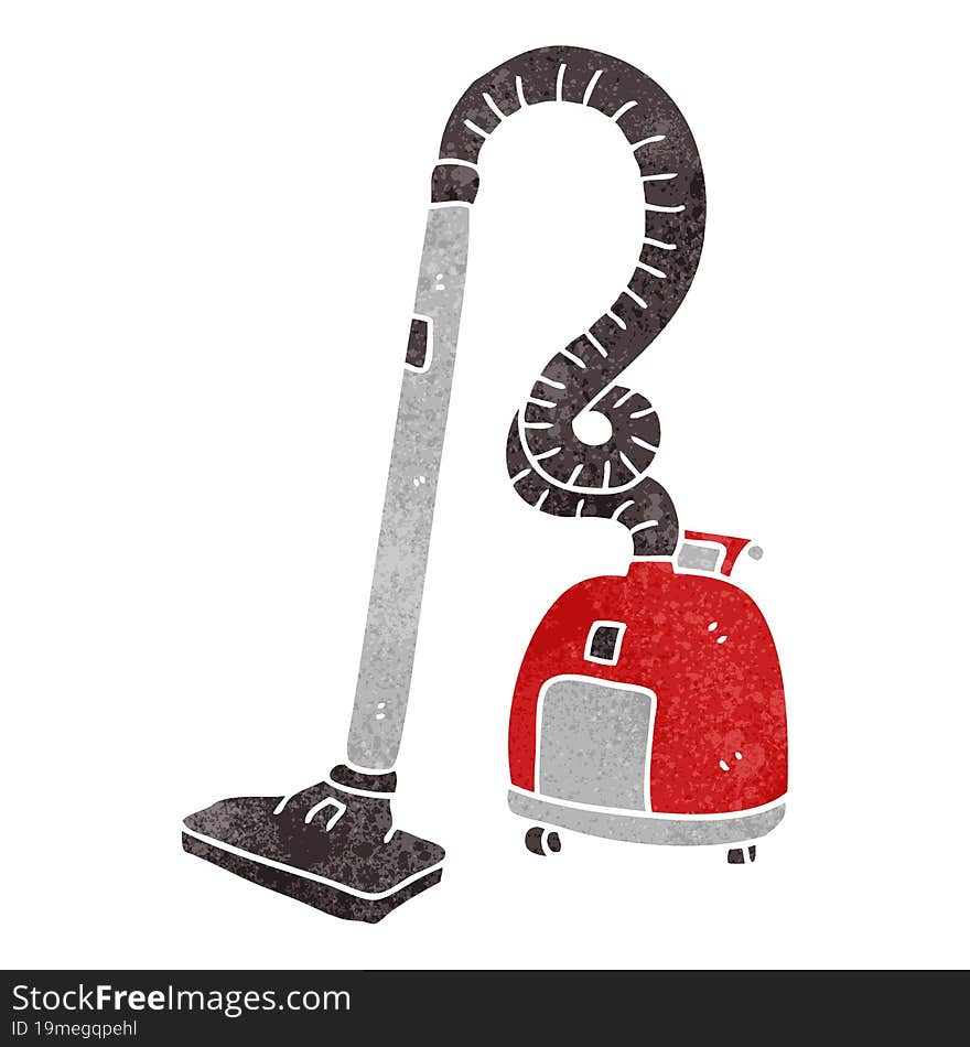 freehand retro cartoon vacuum cleaner