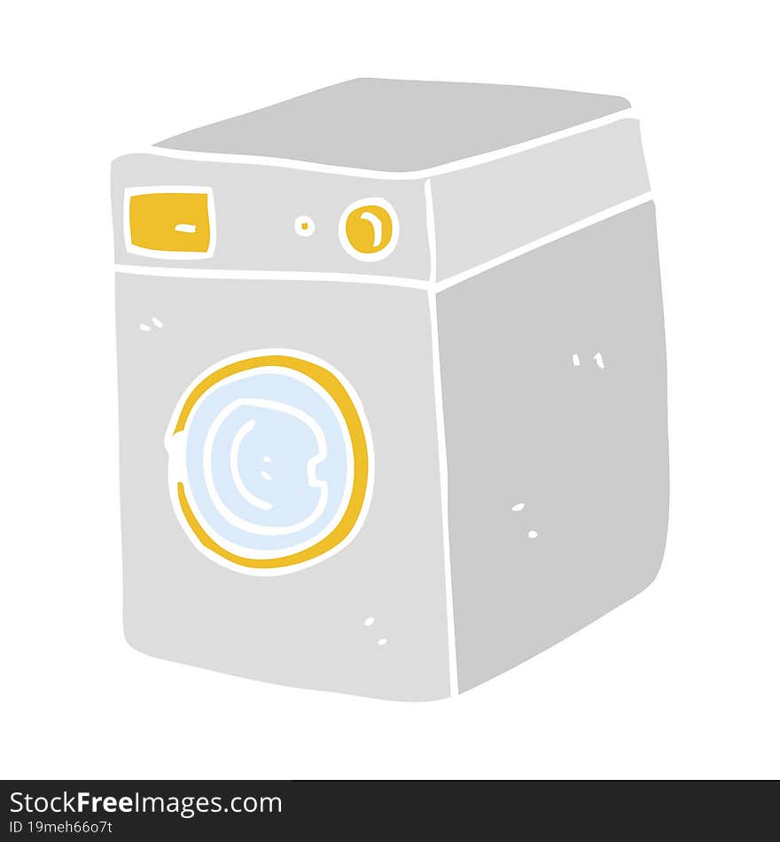 Flat Color Illustration Of A Cartoon Washing Machine